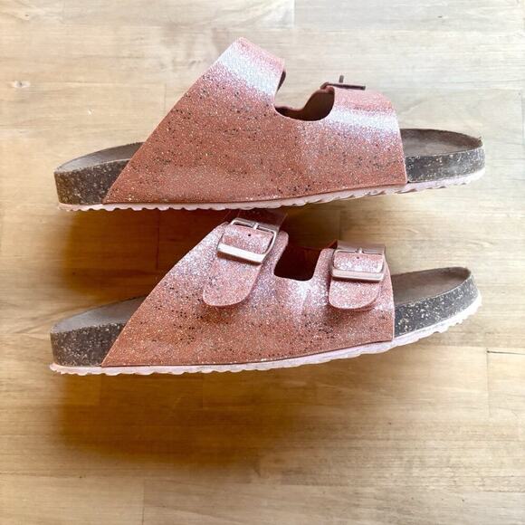 Wonder Nation Girls Pink Glitter Buckle Comfort Footbed Sandal Size 4 - Picture 3 of 8